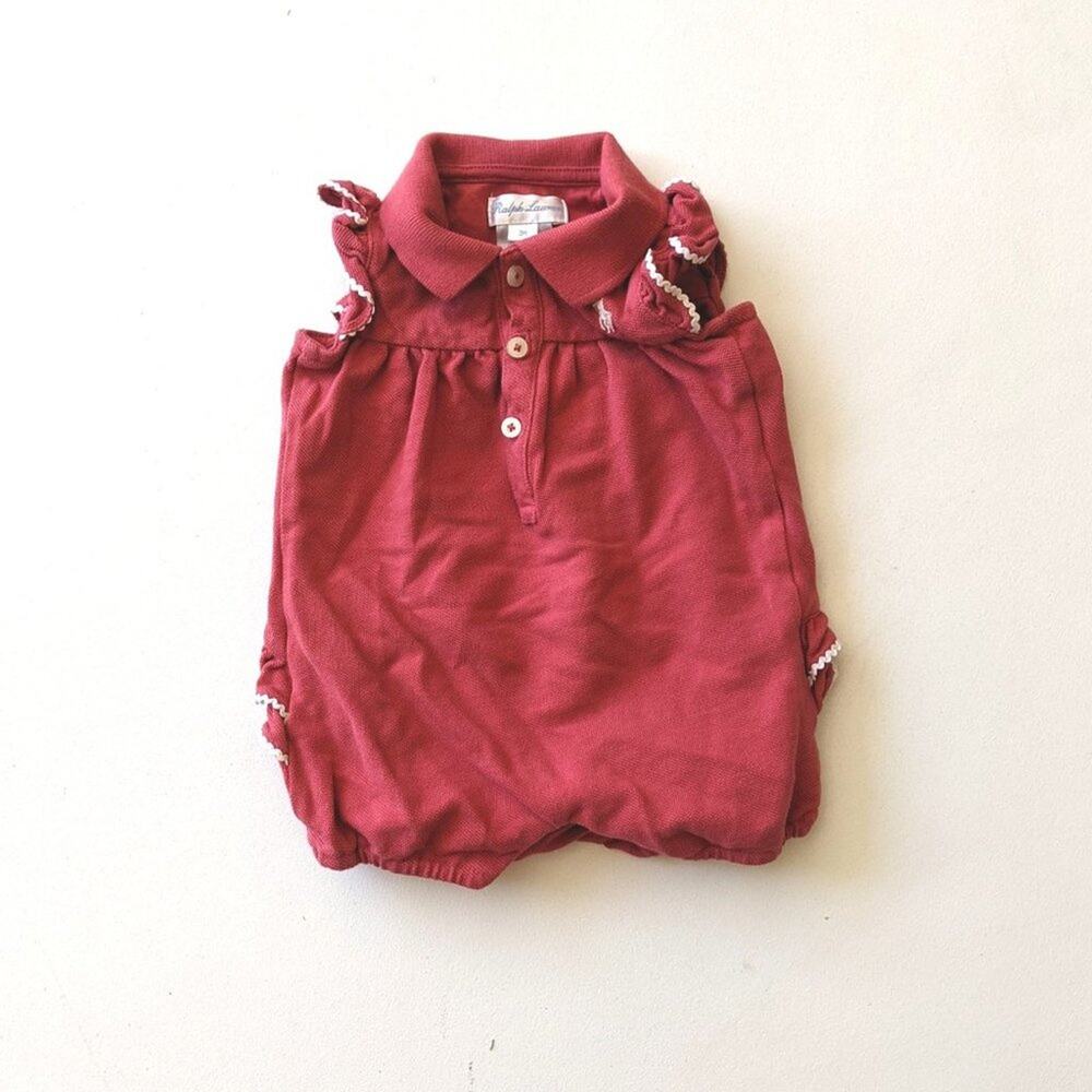 Ralph Lauren Bubble Romper Baby Girls Size 3m Rose Red